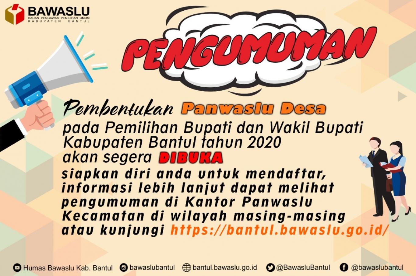 Lowongan Pendaftaran PANWASLU Desa