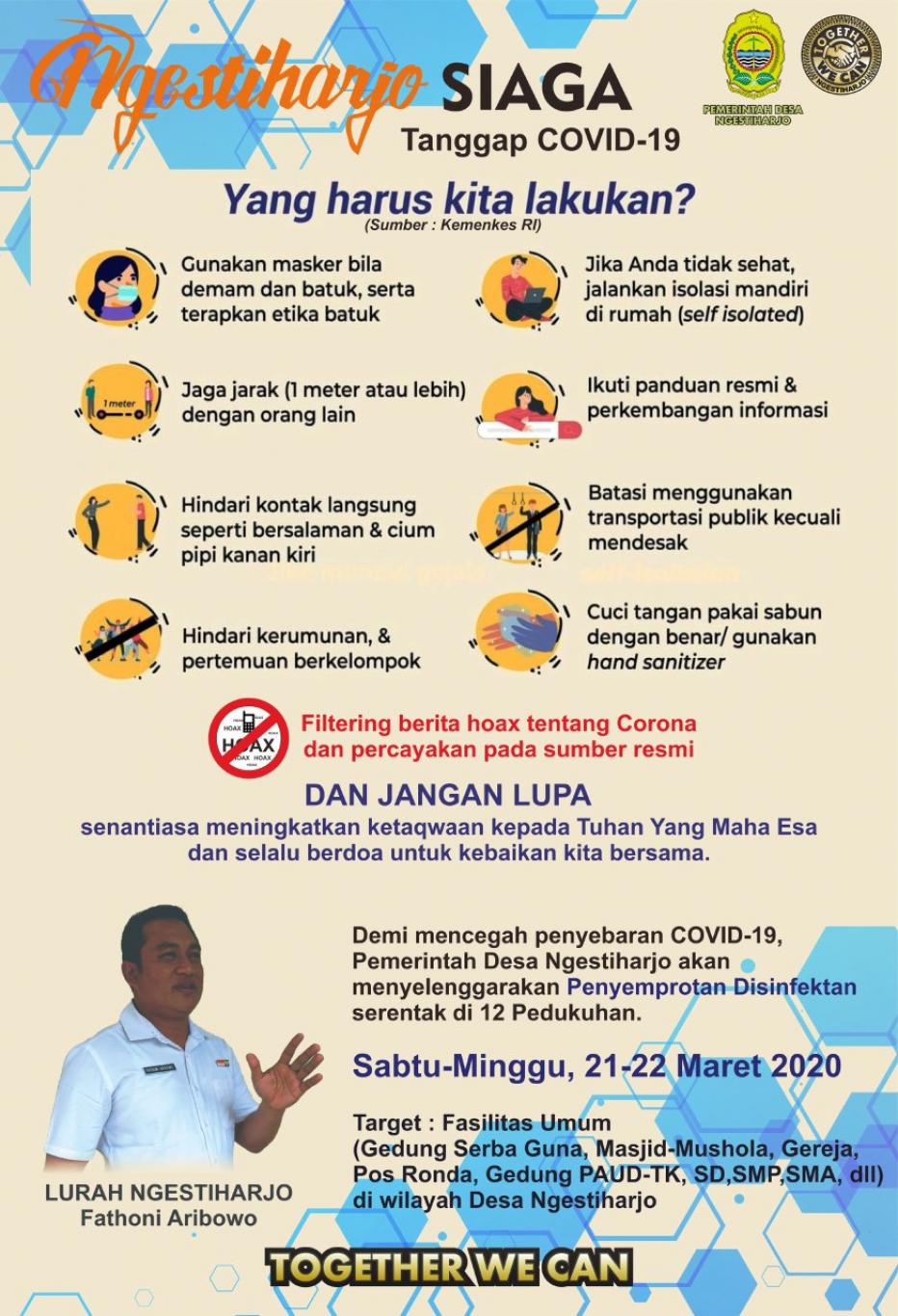 Penyemprotan Disinfektan Pemerintah Kalurahan Ngestiharjo